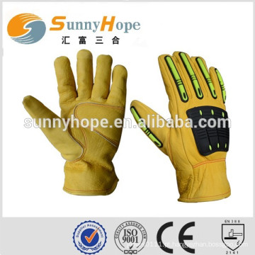 SUNNY HOPE corta luvas de couro resistentes com TPR para o trabalho